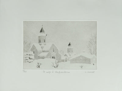 Camille COMBE : Arménie, Il neige à Haghartsin, Gravure originale signée