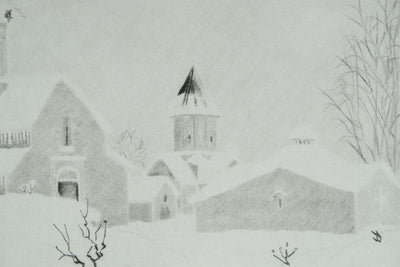 Camille COMBE : Arménie, Il neige à Haghartsin, Gravure originale signée
