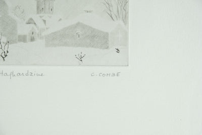 Camille COMBE : Arménie, Il neige à Haghartsin, Gravure originale signée