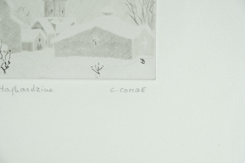 Camille COMBE : Arménie, Il neige à Haghartsin, Gravure originale signée