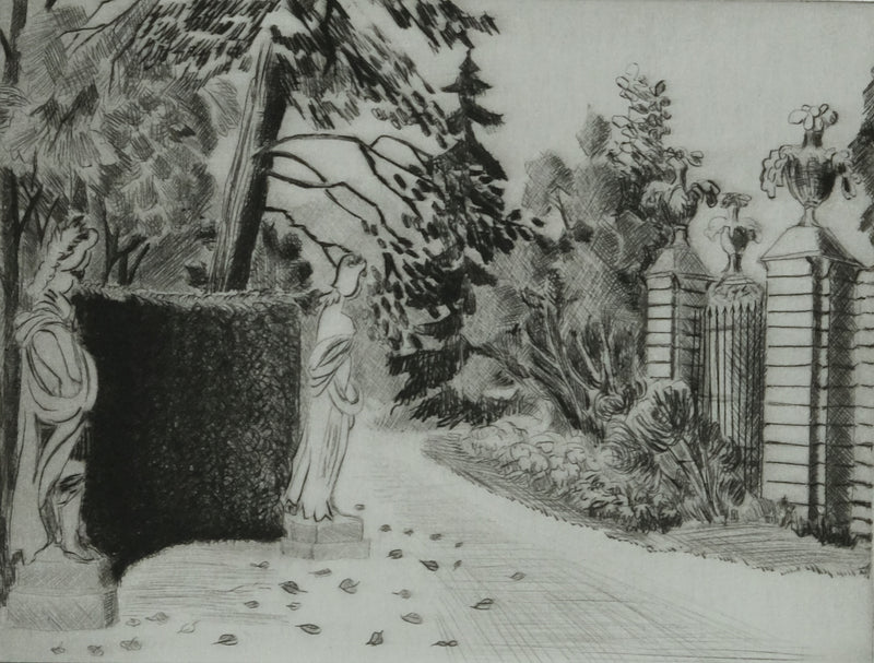 Camille COMBE : Dans le Hofgarten, Gravure originale signée
