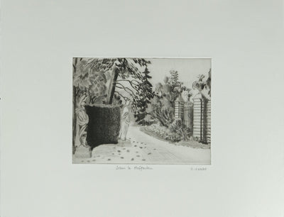 Camille COMBE : Dans le Hofgarten, Gravure originale signée
