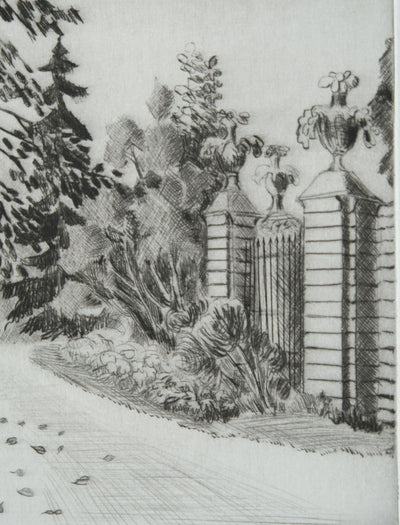 Camille COMBE : Dans le Hofgarten, Gravure originale signée