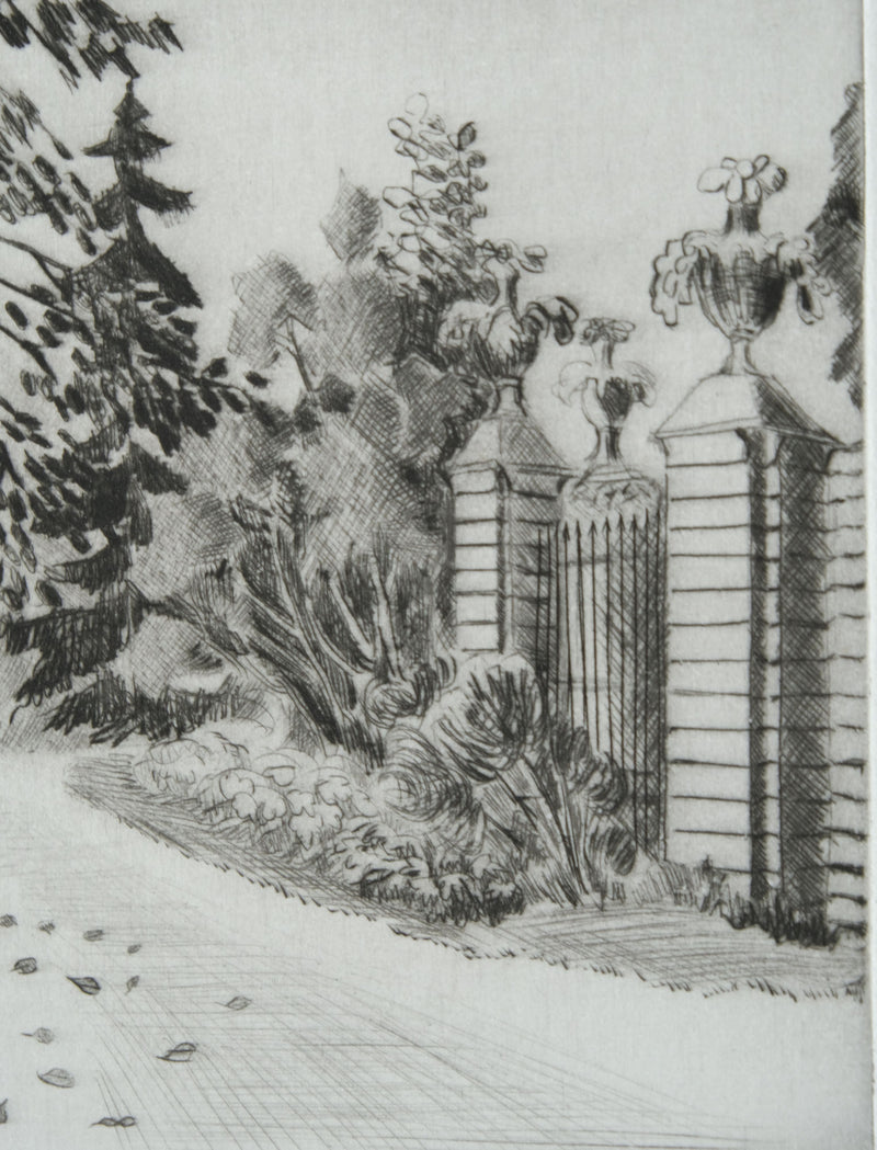 Camille COMBE : Dans le Hofgarten, Gravure originale signée