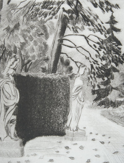 Camille COMBE : Dans le Hofgarten, Gravure originale signée