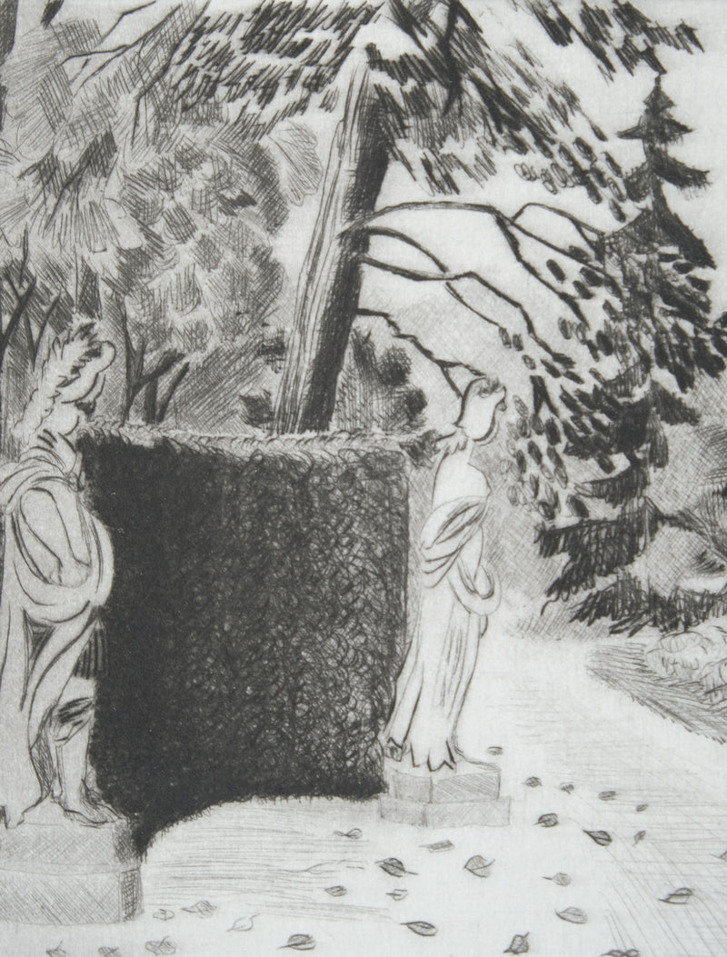 Camille COMBE : Dans le Hofgarten, Gravure originale signée