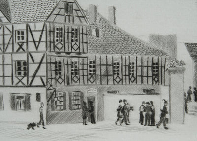 Camille COMBE : Le Bayreuth d'autrefois, Gravure originale signée