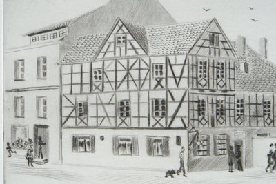 Camille COMBE : Le Bayreuth d'autrefois, Gravure originale signée