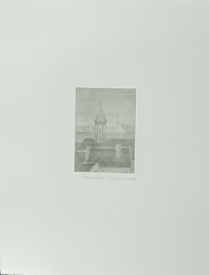 Camille COMBE : Heure matinale à Bamberg, Gravure originale signée