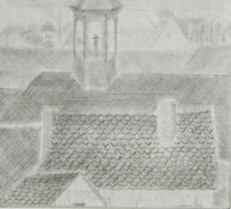Camille COMBE : Heure matinale à Bamberg, Gravure originale signée