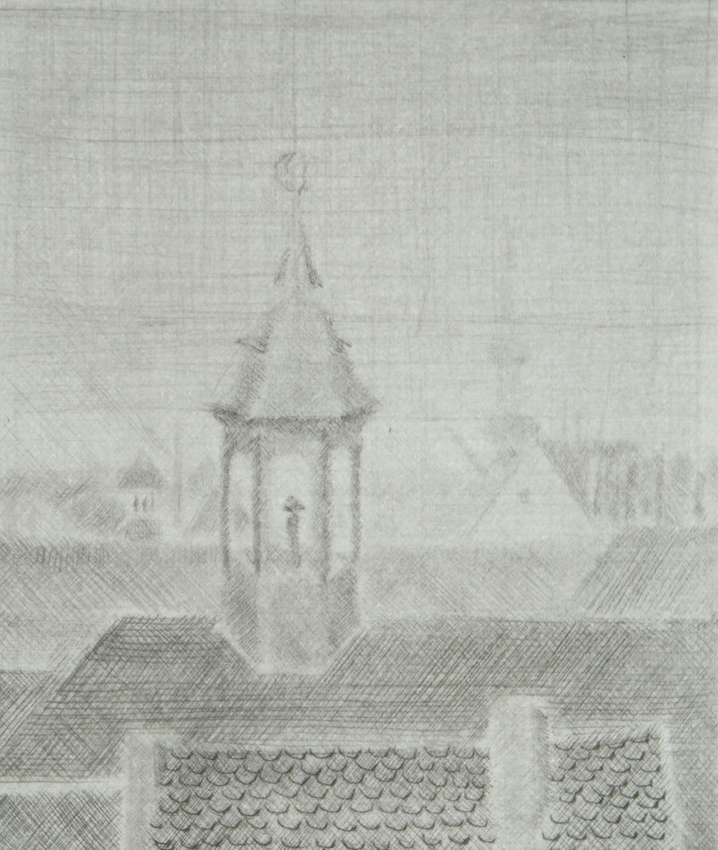 Camille COMBE : Heure matinale à Bamberg, Gravure originale signée