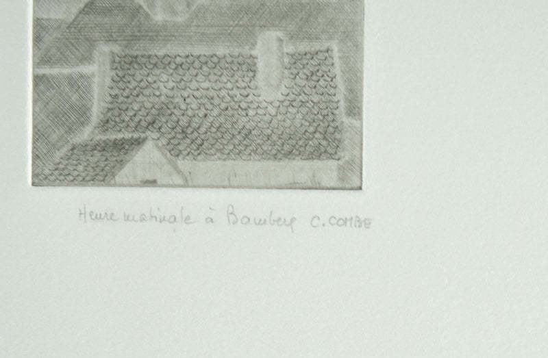 Camille COMBE : Heure matinale à Bamberg, Gravure originale signée