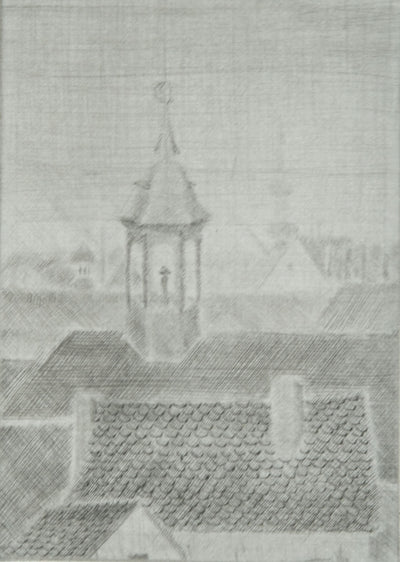 Camille COMBE : Heure matinale à Bamberg, Gravure originale signée