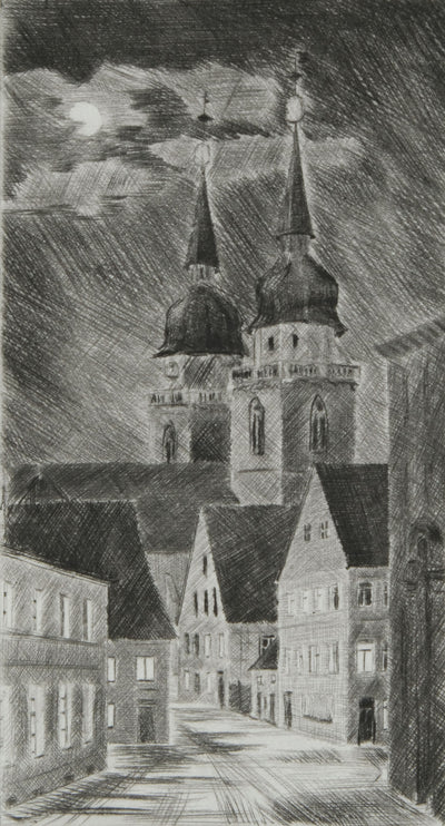 Camille COMBE : Les nuées passent… Bayreuth, Gravure originale signée