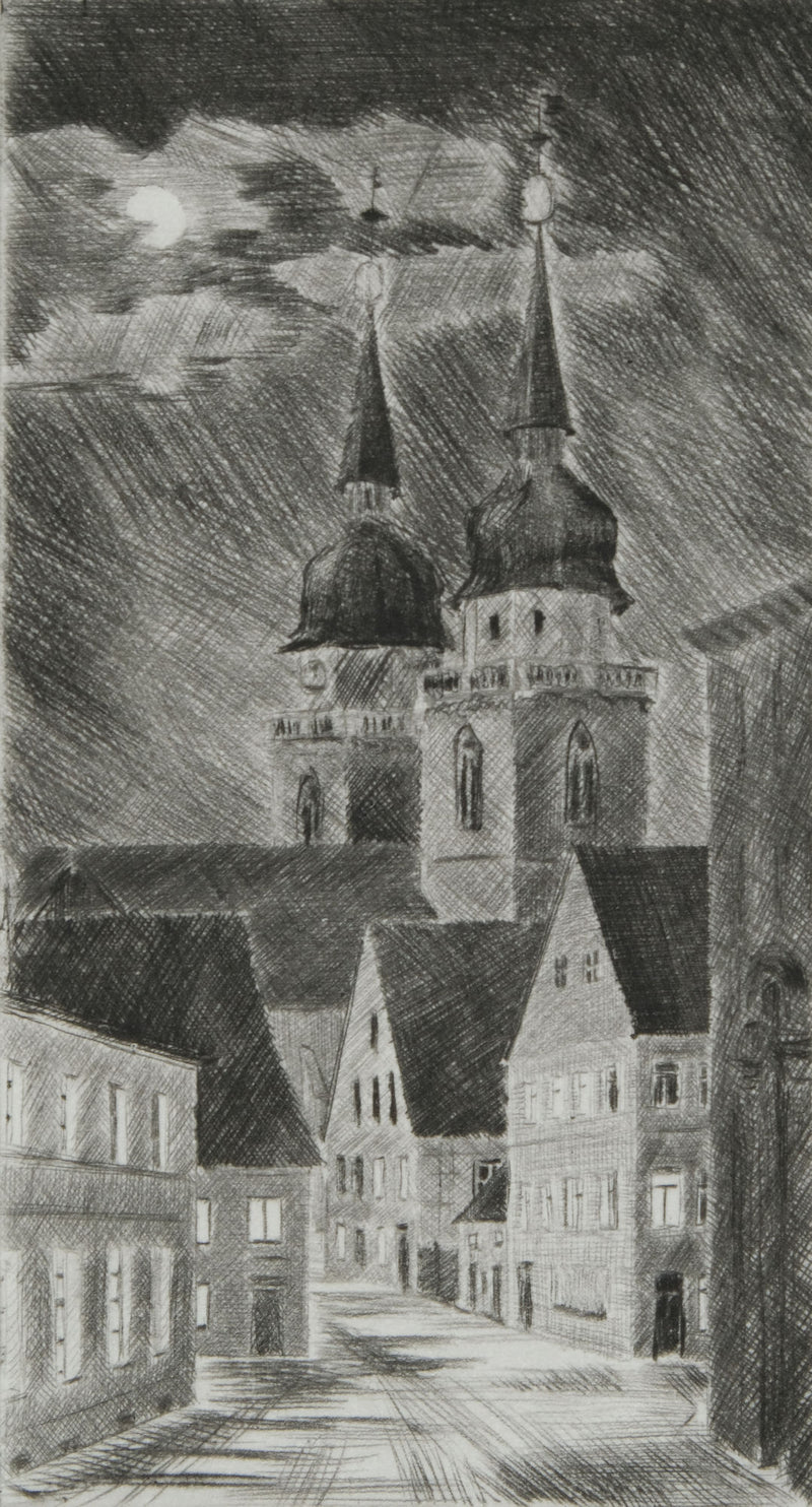 Camille COMBE : Les nuées passent… Bayreuth, Gravure originale signée