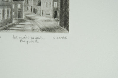Camille COMBE : Les nuées passent… Bayreuth, Gravure originale signée