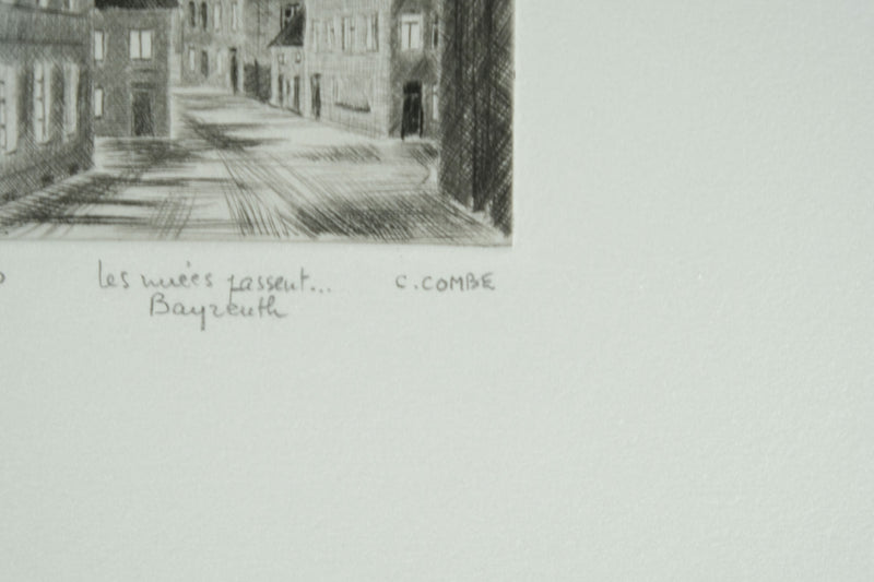 Camille COMBE : Les nuées passent… Bayreuth, Gravure originale signée