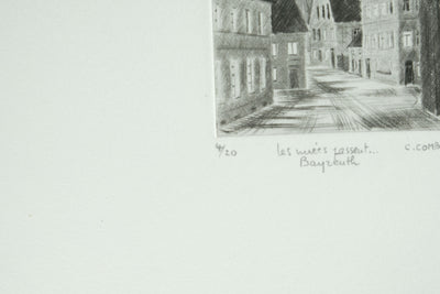 Camille COMBE : Les nuées passent… Bayreuth, Gravure originale signée