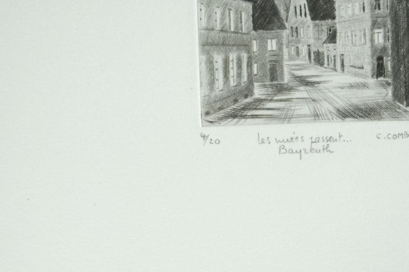 Camille COMBE : Les nuées passent… Bayreuth, Gravure originale signée