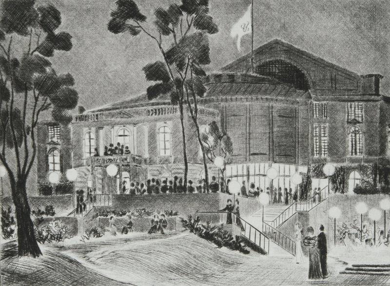 Camille COMBE : Entracte à Bayreuth, Gravure originale signée