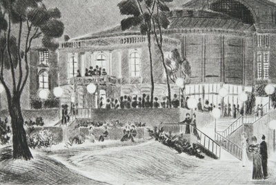 Camille COMBE : Entracte à Bayreuth, Gravure originale signée