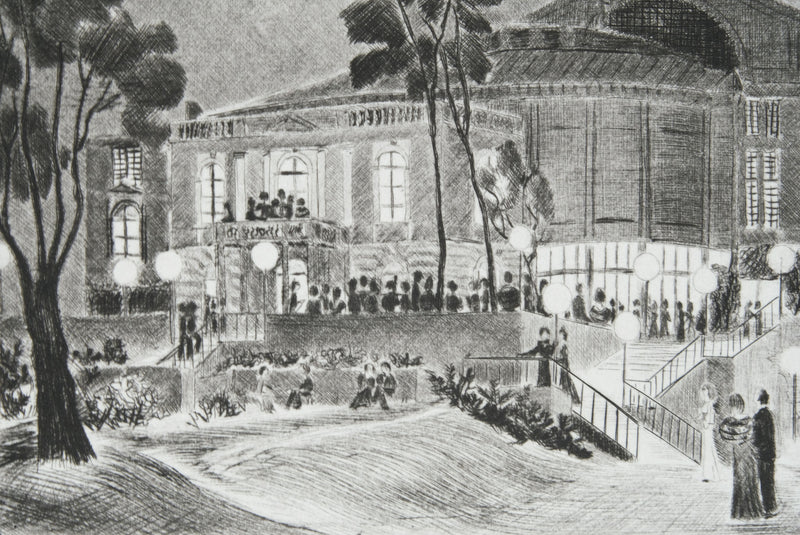 Camille COMBE : Entracte à Bayreuth, Gravure originale signée