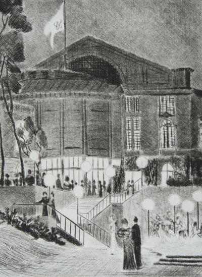 Camille COMBE : Entracte à Bayreuth, Gravure originale signée