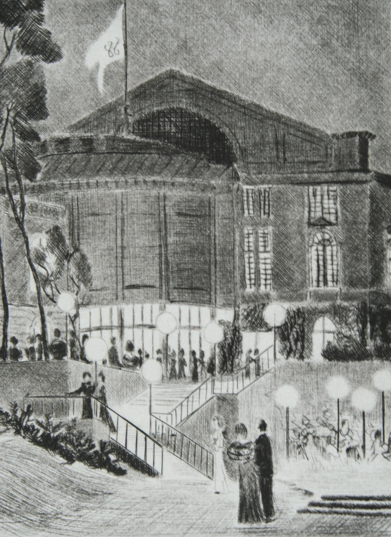 Camille COMBE : Entracte à Bayreuth, Gravure originale signée