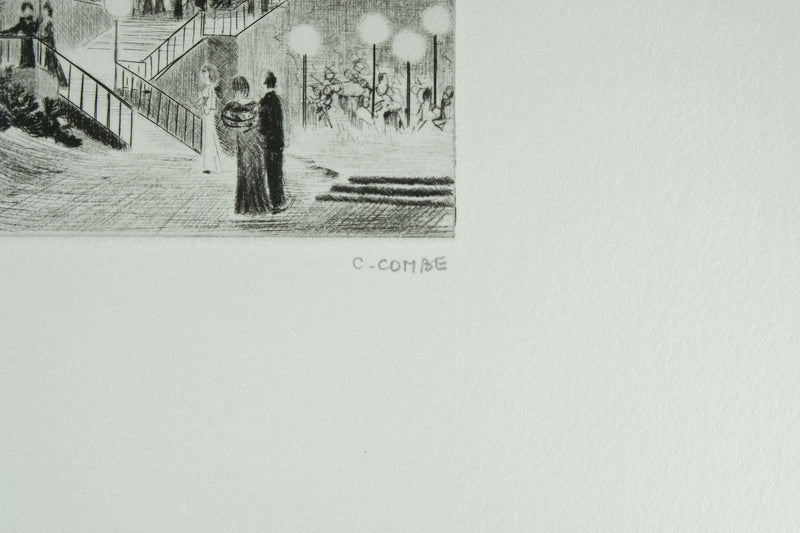 Camille COMBE : Entracte à Bayreuth, Gravure originale signée
