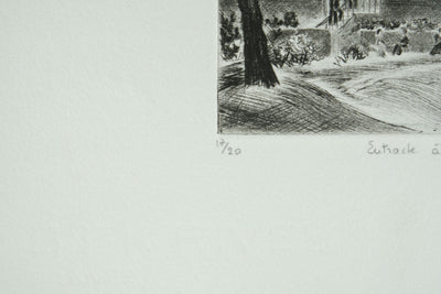 Camille COMBE : Entracte à Bayreuth, Gravure originale signée