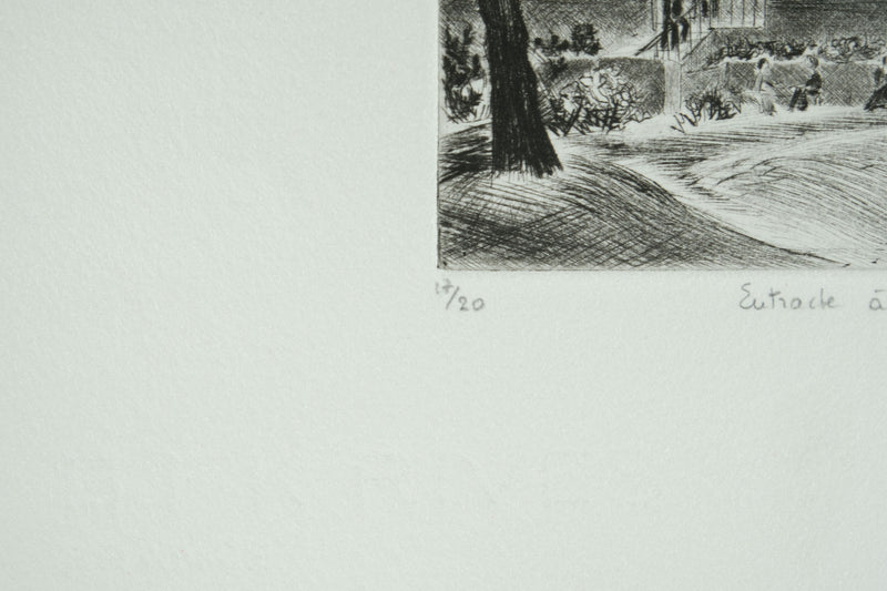 Camille COMBE : Entracte à Bayreuth, Gravure originale signée