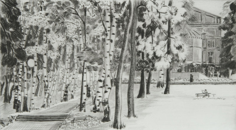 Camille COMBE : Sur la verte colline, Gravure originale signée