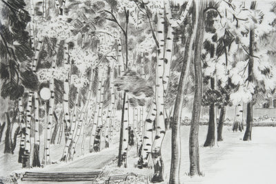 Camille COMBE : Sur la verte colline, Gravure originale signée