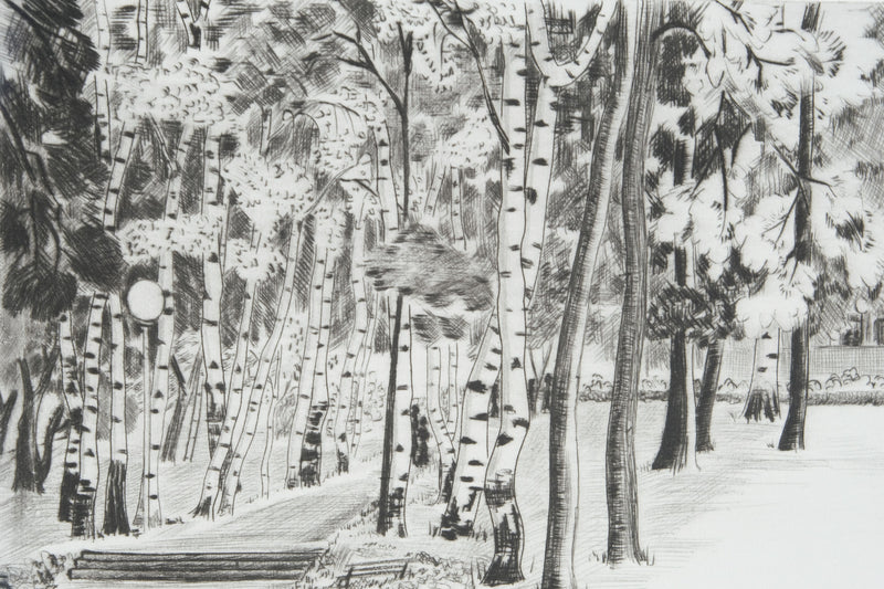 Camille COMBE : Sur la verte colline, Gravure originale signée