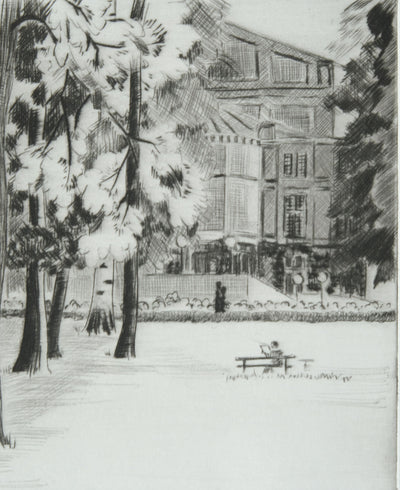 Camille COMBE : Sur la verte colline, Gravure originale signée