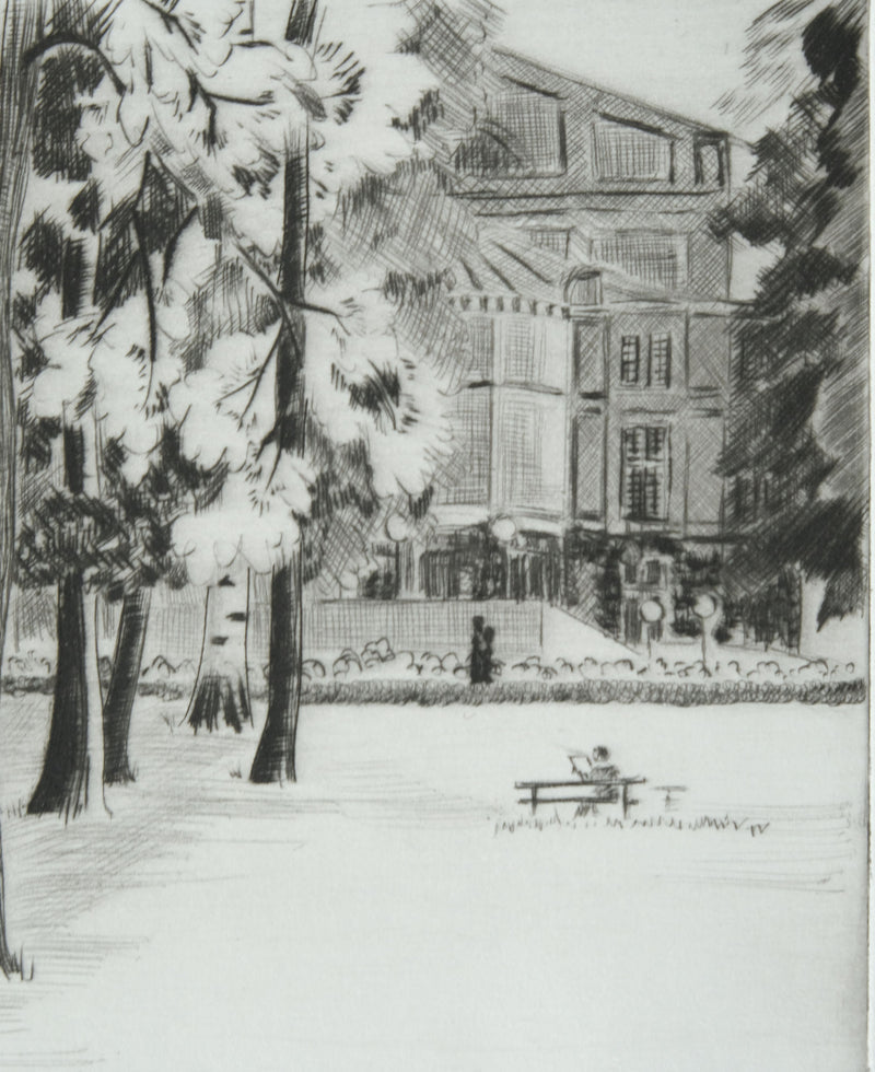 Camille COMBE : Sur la verte colline, Gravure originale signée