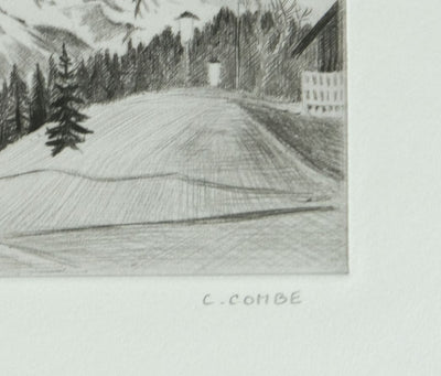 Camille COMBE : Seefeld, die Seekirche, Gravure originale signée