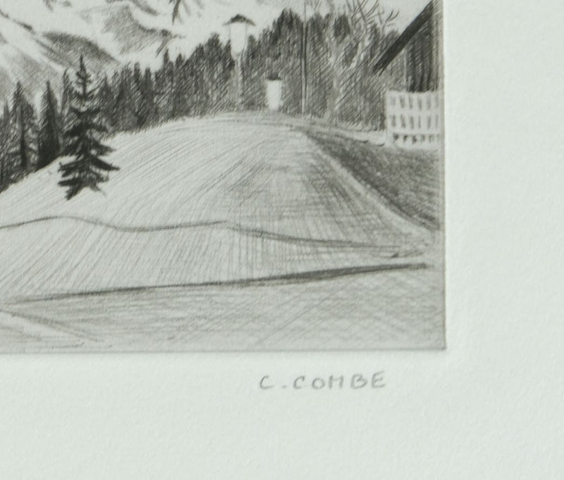 Camille COMBE : Seefeld, die Seekirche, Gravure originale signée