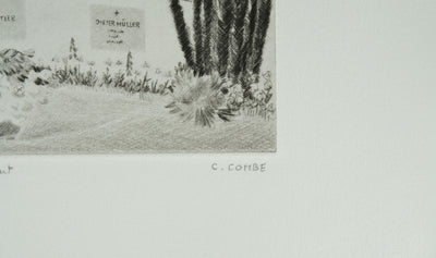 Camille COMBE : Soleil levant, Gravure originale signée