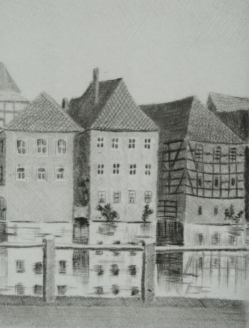 Camille COMBE : Bamberg au Kanal, Gravure originale signée