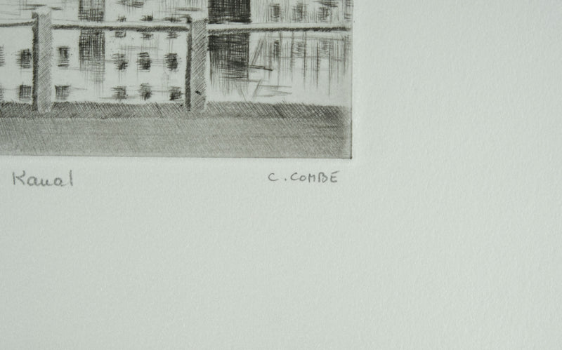 Camille COMBE : Bamberg au Kanal, Gravure originale signée