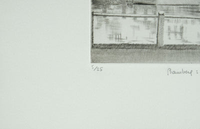 Camille COMBE : Bamberg au Kanal, Gravure originale signée
