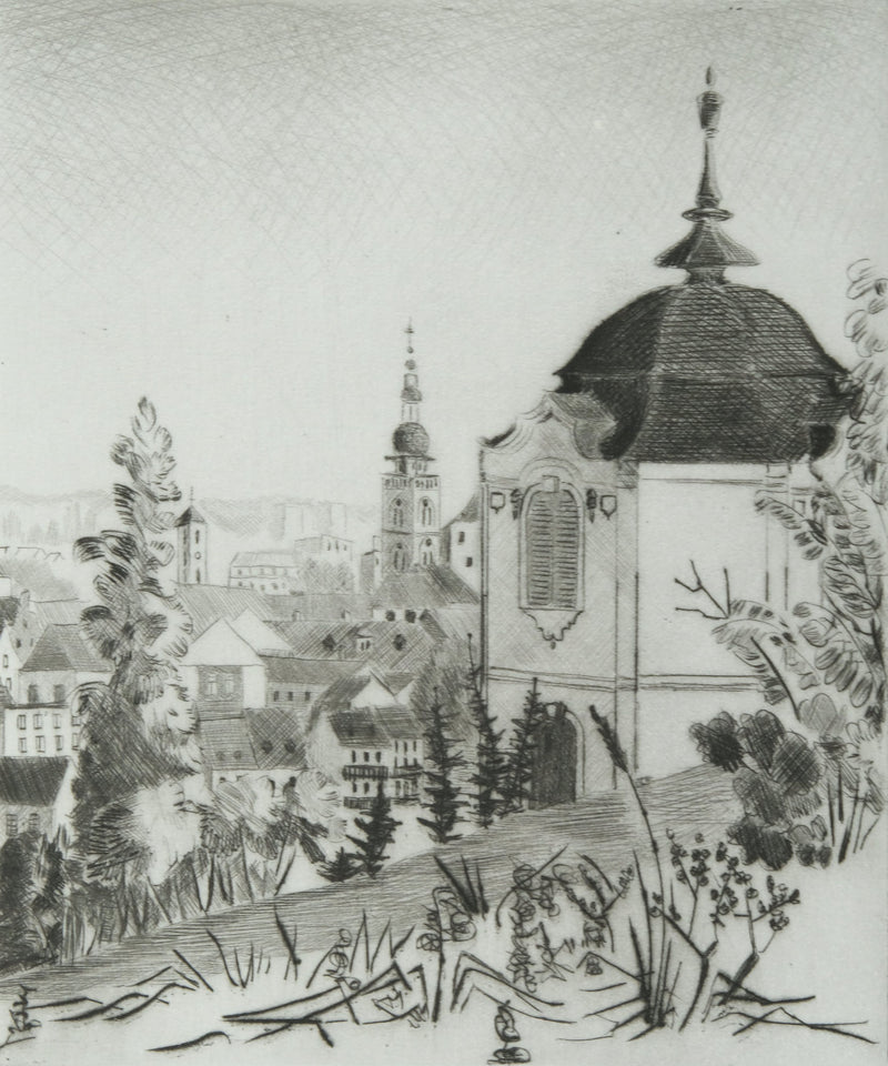 Camille COMBE : Bamberg du Michaelsberg, Gravure originale signée