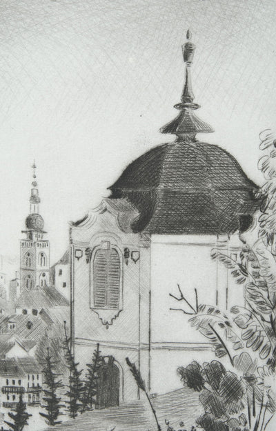 Camille COMBE : Bamberg du Michaelsberg, Gravure originale signée