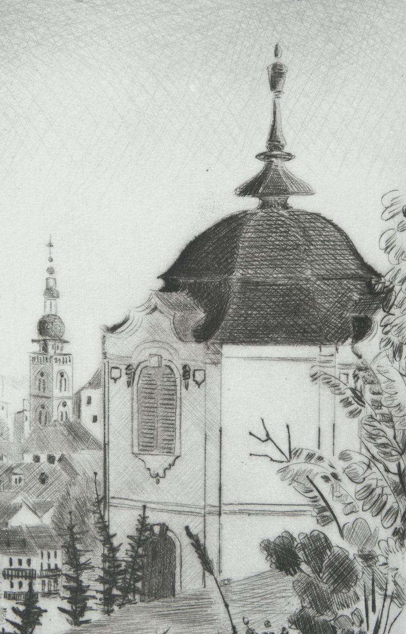 Camille COMBE : Bamberg du Michaelsberg, Gravure originale signée