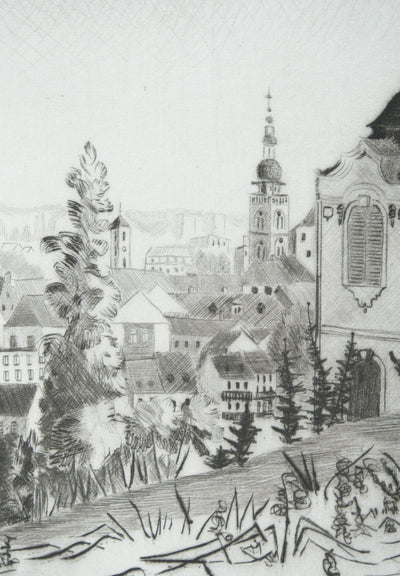 Camille COMBE : Bamberg du Michaelsberg, Gravure originale signée