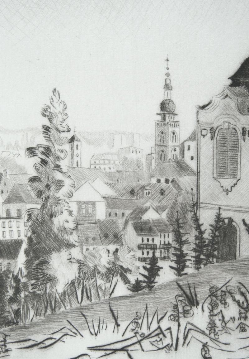 Camille COMBE : Bamberg du Michaelsberg, Gravure originale signée