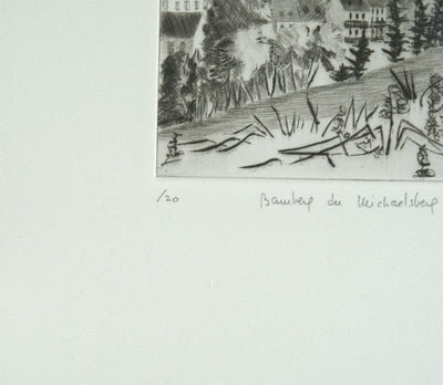 Camille COMBE : Bamberg du Michaelsberg, Gravure originale signée