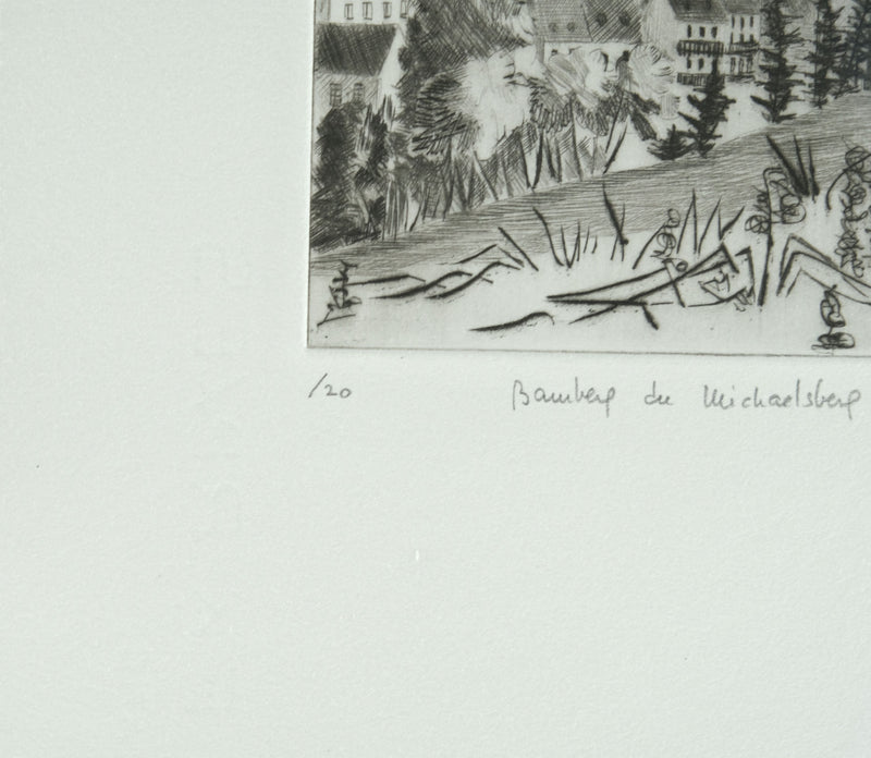 Camille COMBE : Bamberg du Michaelsberg, Gravure originale signée