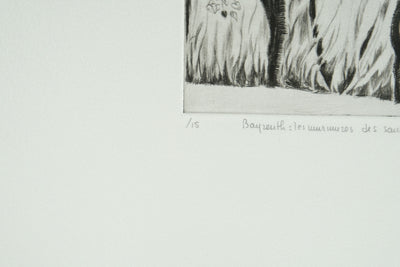 Camille COMBE : Beyrouth, les murmures des Saules, Gravure originale signée